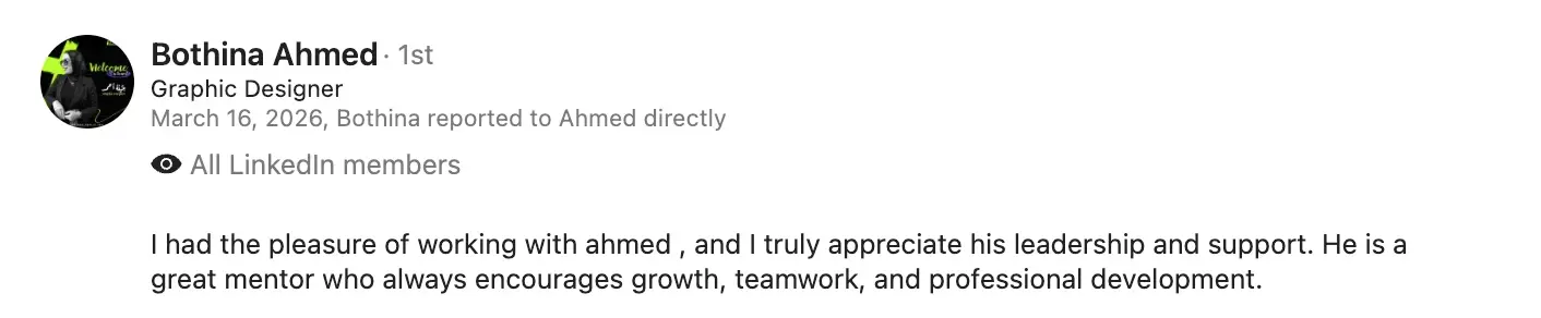 Bothina Ahmed LinkedIn recommendation